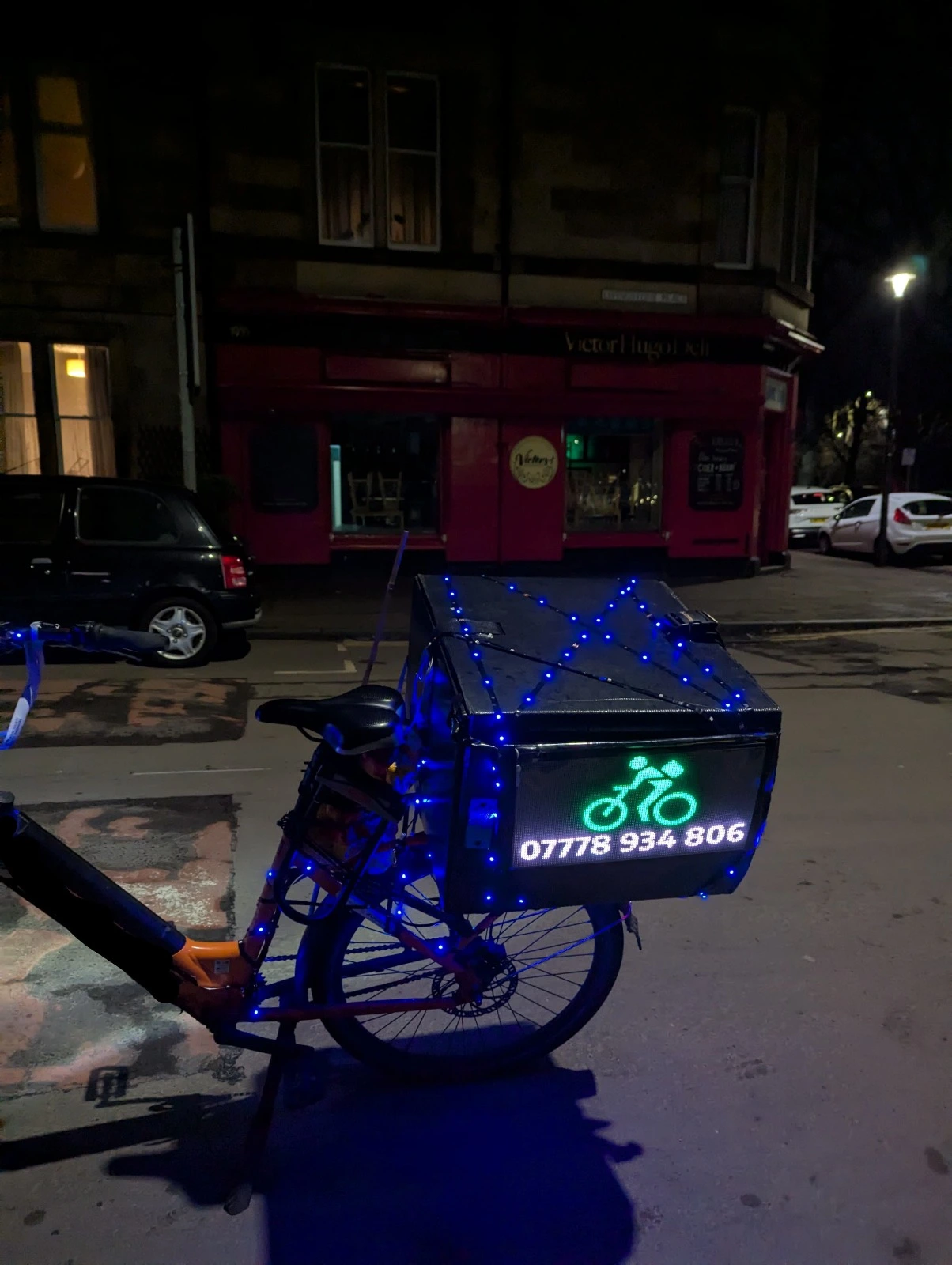 Professional bike rider service with display advertising technology operating in Edinburgh